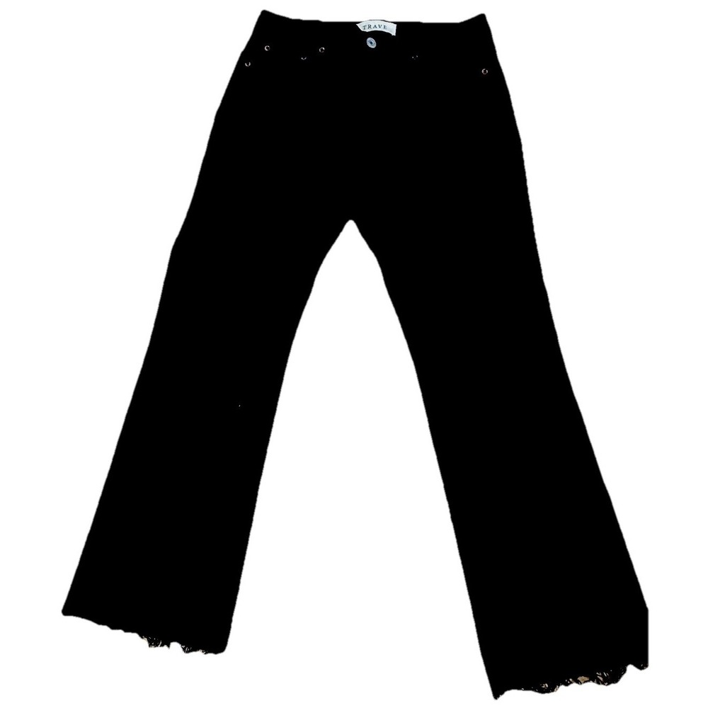 Trave Colette Kick Flare Denim Jean Raw Hem Black Wash Size 27 Cropped Stretchy